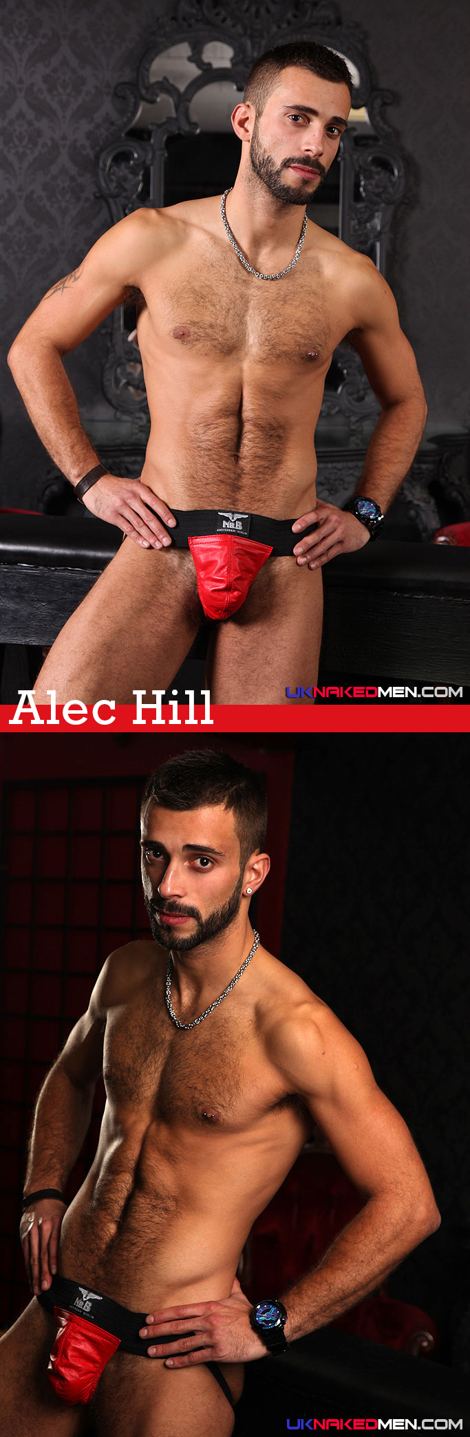 Alec Hill in a Red Leather Jockstrap